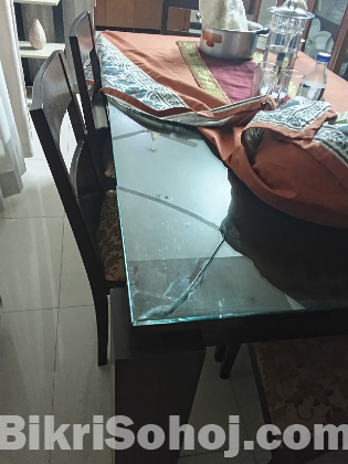 Glass Top Dinning table with 6 chairs